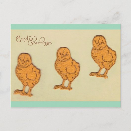 Ostergruß Chicks Beige Feiertagspostkarte (Vorderseite)
