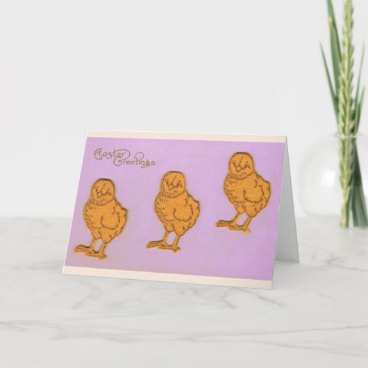 Ostergruß Chicks Lila Feiertagskarte (Vorderseite)
