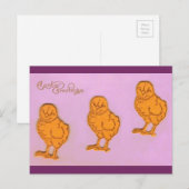 Ostergruß Chicks Lila Feiertagspostkarte (Vorne/Hinten)