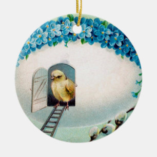 Ostergruß der Vintage-Hühner Keramik Ornament