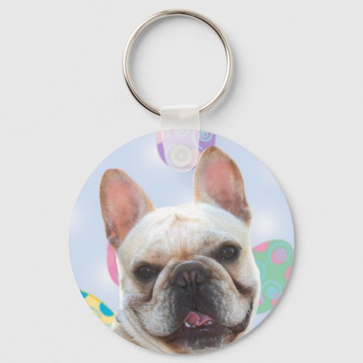 Ostergruß Französischer Bulldog Schlüsselanhänger (Vorderseite)