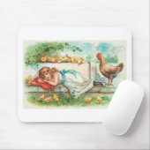 Ostergruß Hen Chicks & Girl Vintag Mousepad (Mit Mouse)