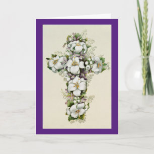 Ostergruß mit Vintage-Blumenkreuz Karte