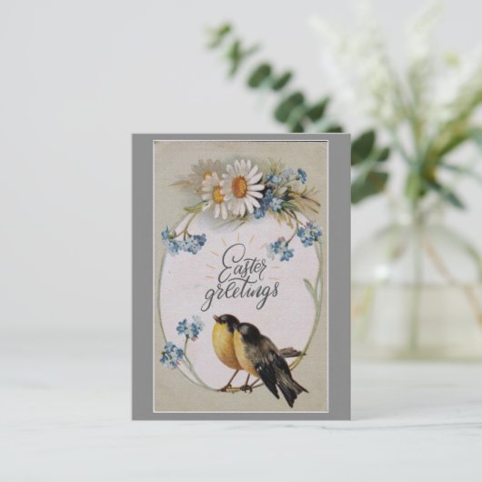 Ostergruß Niedlicher Vintager Frühling Robin Postkarte (Stehend Vorderseite)
