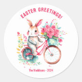 Ostergruß Sonnige auf dem Blumenradweg Maßgeschnei Runder Aufkleber (Vorderseite)