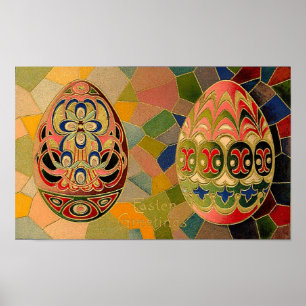 Ostergruß Vintag gestrichene Eier Poster