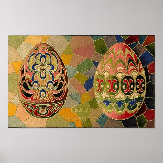 Ostergruß Vintag gestrichene Eier Poster (Vorne)