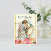 'Ostergruß' Vintage-Osterdesign Postkarte (Stehend Vorderseite)