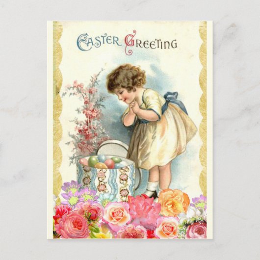 'Ostergruß' Vintage-Osterdesign Postkarte (Vorderseite)
