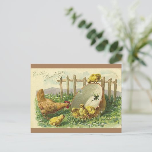 Ostergruß Vintage Postkarten Chicks (Stehend Vorderseite)