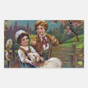 Ostergrüße 1908 rechteckiger aufkleber