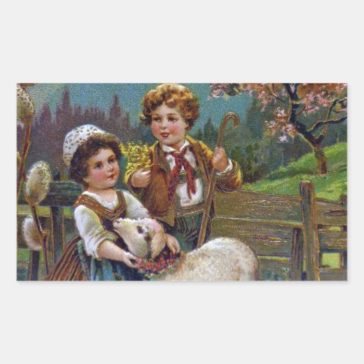 Ostergrüße 1908 rechteckiger aufkleber (Vorderseite)