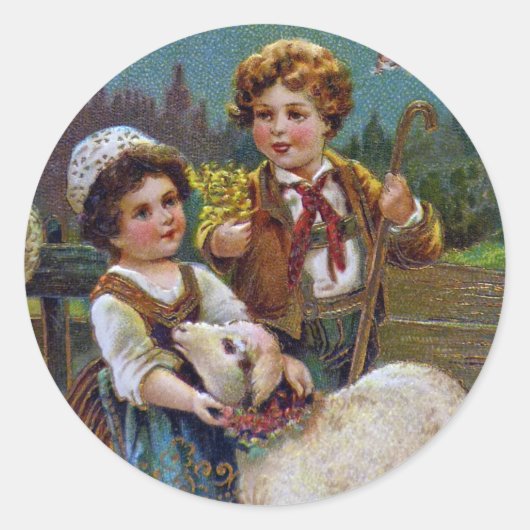 Ostergrüße 1908 runder aufkleber (Vorderseite)