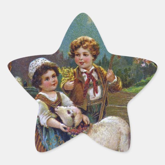 Ostergrüße 1908 Stern-Aufkleber (Vorderseite)
