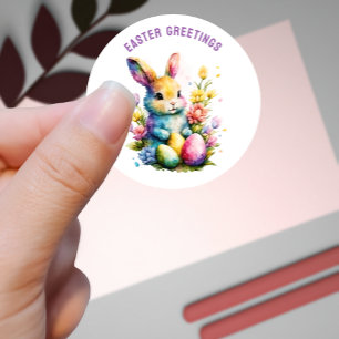 Ostergrüße Bemalter Hase Benutzerdefiniert Runder Aufkleber