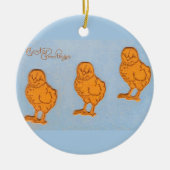 Ostergrüsse Chicks Blue Keramikornament (Vorne)