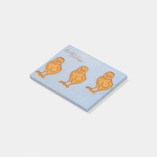 Ostergrüsse Chicks Blue Post-it Klebezettel (angewinkelt)