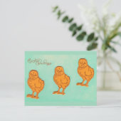 Ostergrüße Chicks Grün Feiertagspostkarte (Stehend Vorderseite)