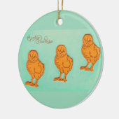 Ostergrüße Chicks Grün Keramik Ornament (Links)