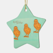 Ostergrüße Chicks Grün Keramik Ornament (Links)