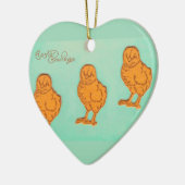 Ostergrüße Chicks Grün Keramik Ornament (Links)