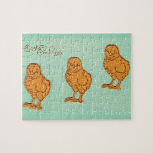Ostergrüße Chicks Grün Puzzle (Horizontal)