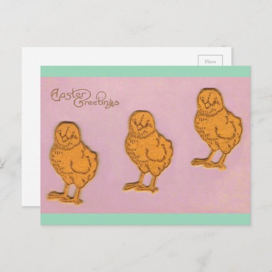 Ostergrüße Chicks Pink Feiertagspostkarte (Vorne/Hinten)