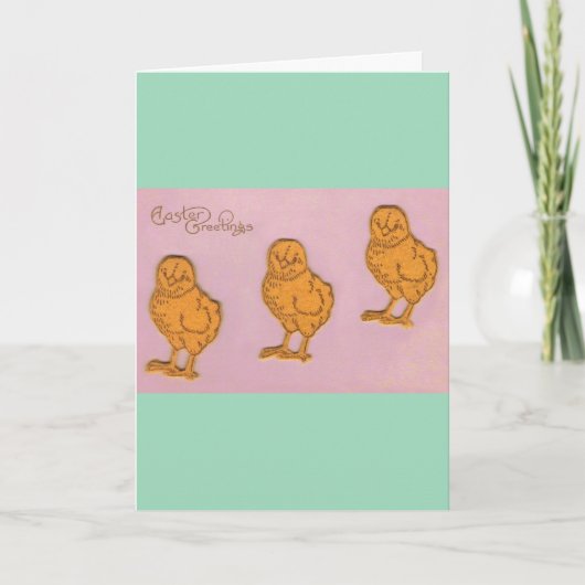 Ostergrüße Chicks Rosa Grün Feiertagskarte (Vorderseite)