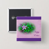 Ostergrüße Deptford Pink Wildblume Button (Vorne & Hinten)