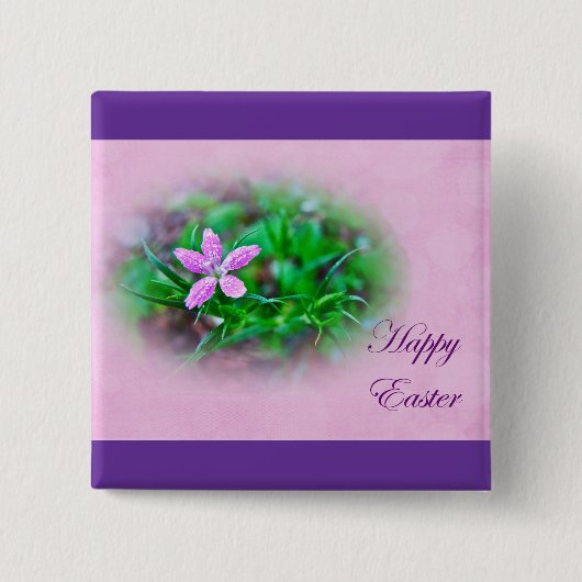 Ostergrüße Deptford Pink Wildblume Button (Vorderseite)