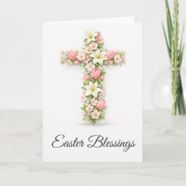 Ostergrüße Florales Kreuz Christliches Ostern  Karte