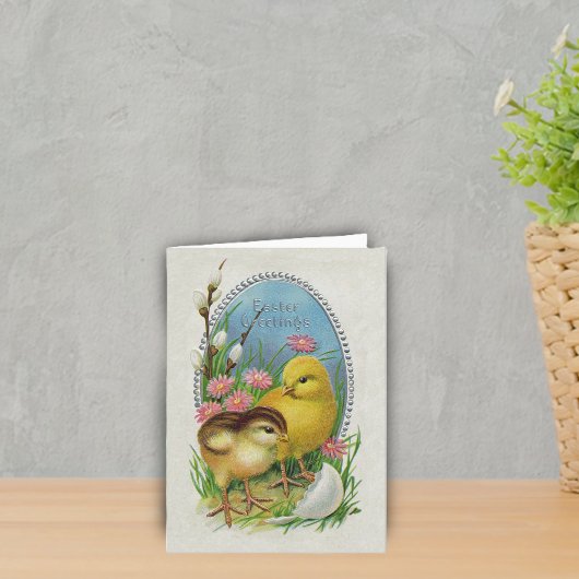 Ostergrüße Gelbe Chicks Blume Feiertagskarte
