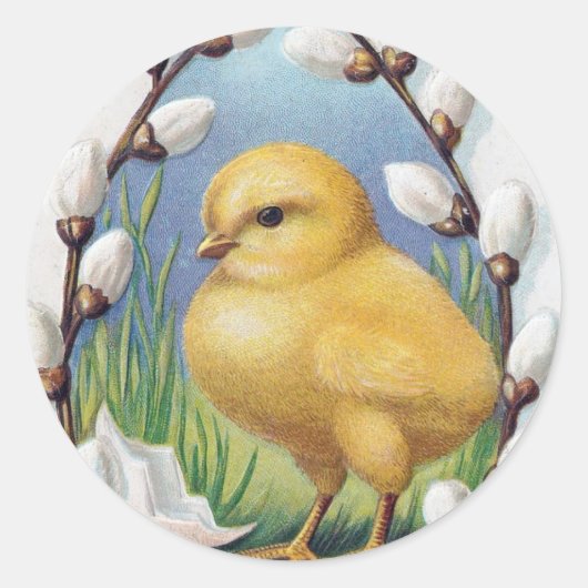 Ostergrüße Gelbes Küken Runder Aufkleber (Vorderseite)