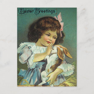 Ostergrüße Girl Baby Bunny Naughty Feiertagspostkarte