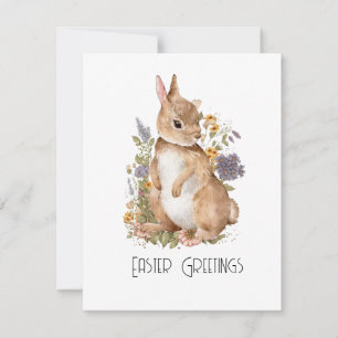 Ostergrüße Hase Kaninchen Blumen Vintage Feiertagskarte