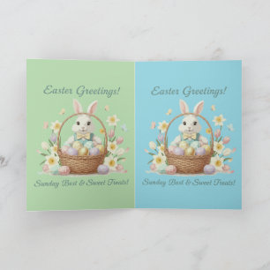 "Ostergrüße Hase & Korb Wasserfarben Feiertag" Karte