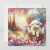 Ostergrüße Heißluftballon Lamm Feiertagskarte (Vorderseite)