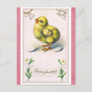 Ostergrüße im Vintage-Stil Süßes Frühlingsküken Postkarte
