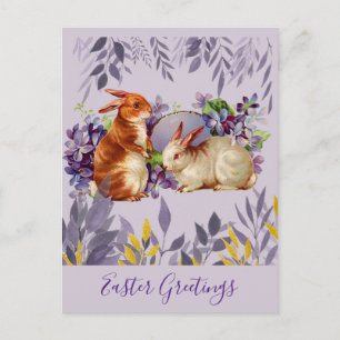 Ostergrüße im Vintage-Stil von Häschen Postkarte