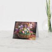 Ostergrüße mit Korb Blumen Eier Karte (Vorderseite)