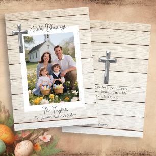 Ostergrüße Rustikales Holz Personalisiertes Foto Feiertagskarte