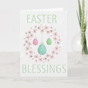 Ostergrüße verzierte Eier Blumenkranz Karte