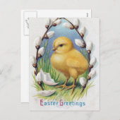 Ostergrüße Vintag Gelbe Kiche Feiertagspostkarte (Vorne/Hinten)