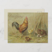 Ostergrüße Vintage Chicks Katzenbenutzerdefinierte Feiertagspostkarte (Vorne/Hinten)