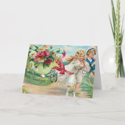 Ostergrüße Vintage Postkarte (Vorderseite)