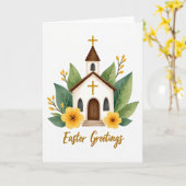 Ostergrußkarte mit Kapelle Karte (Gelbe Blume)