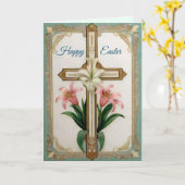 Ostergrußkarte mit Kreuz und Lilie Karte (Gelbe Blume)