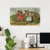 OstergrüßungKleine Mädchen halten Eier Poster (Heimbüro)