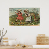 OstergrüßungKleine Mädchen halten Eier Poster (Küche)