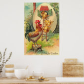 Osterhahn Küken Ei Vogelhaus Poster (Küche)